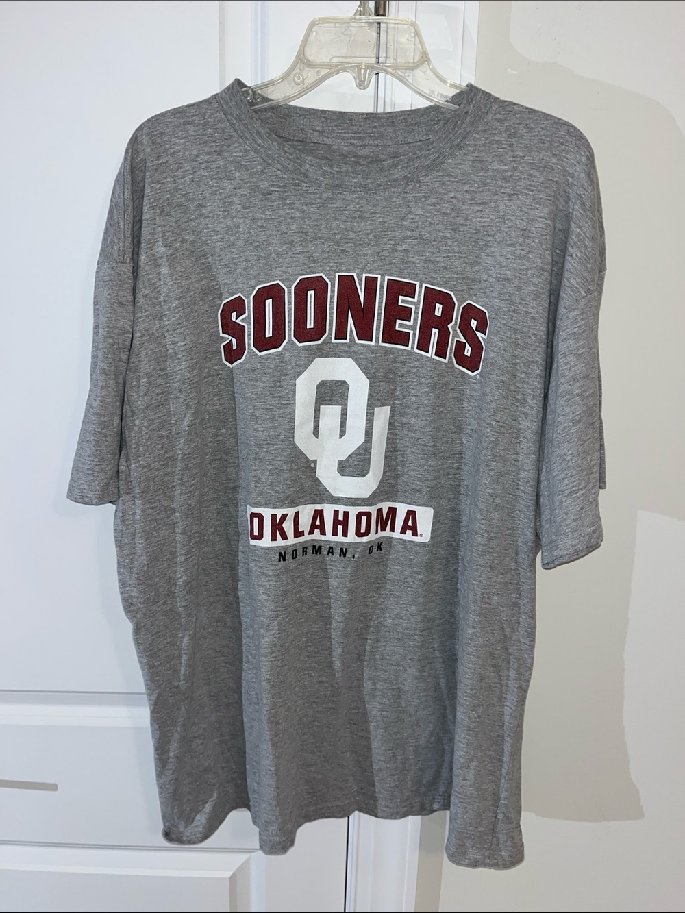Gray Red OU Oklahoma Sooners Team For the Boomer Football vintage T shirt 2XL